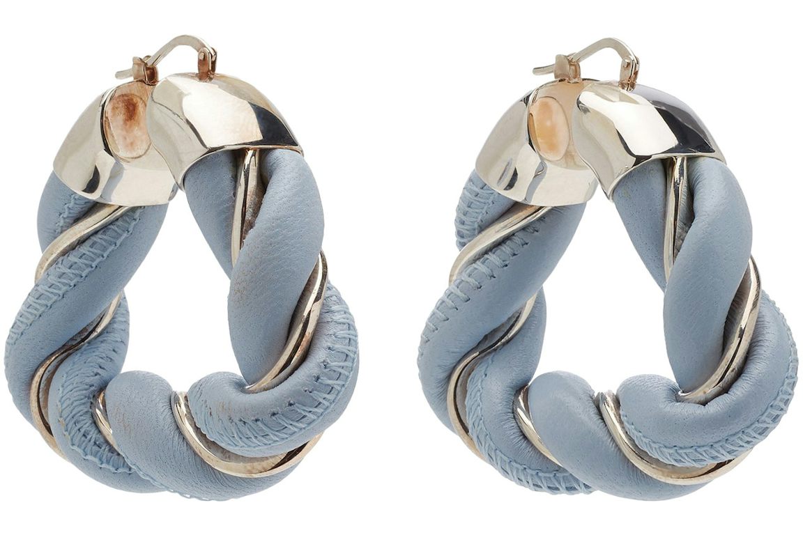 Bottega Veneta Twist Triangle Creoles Earrings Blue/Silver