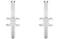 Celine Strass and Brass with Rhodium Finish Triomphe Sparkle Hoops Silver