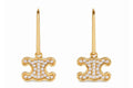 Celine Triomphe Rhinestone Earrings in Brass with Gold Finish and Crystals Gold