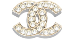 Chanel 19 Brooch Gold/White