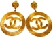 Chanel CC Hoop Clip On Earrings Textured Large Gold