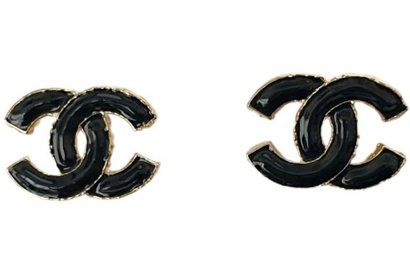 Chanel CC Logo Earrings Gold/Black (ABC254)