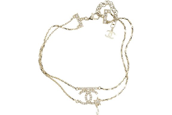 Chanel Choker Necklace AB8050 Gold/White