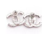 Chanel Classic CC Round Earrings Crystal Silver