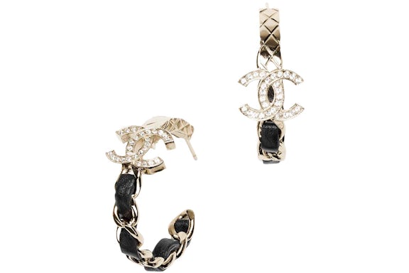 Chanel Creoles Earrings Gold/Black/Crystal (ABB971 B14689 NS659)