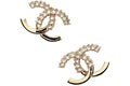 Chanel Crystal & Gold Metal Strass Stud Earrings AB9451 Gold/Crystal