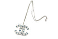 Chanel Crystal Pendant Necklace Large Light Blue/Silver