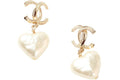 Chanel Gold/Pearly White Earrings Gold