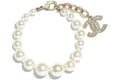 Chanel Interlocking Bracelet Gold/White/Crystal