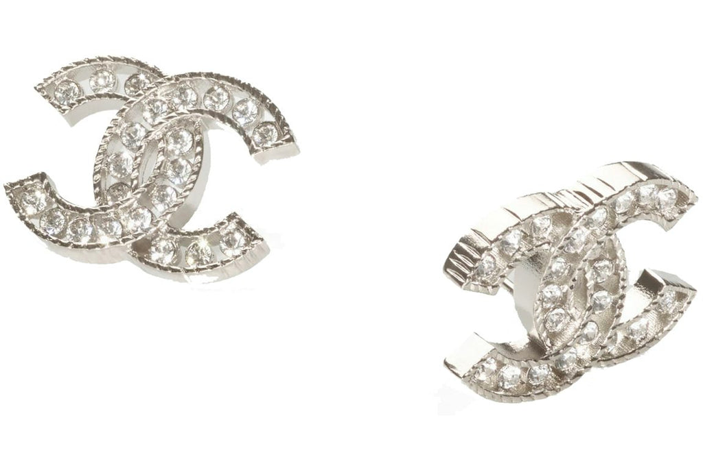 Chanel Logo Earrings Silver/Crystal