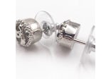 Chanel Oval CC Crystal Earrings Silver