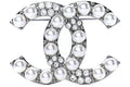 Chanel Pearl Crystal CC Brooch Gold