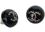 Chanel Round Plastic CC Earrings Black (AB7369)