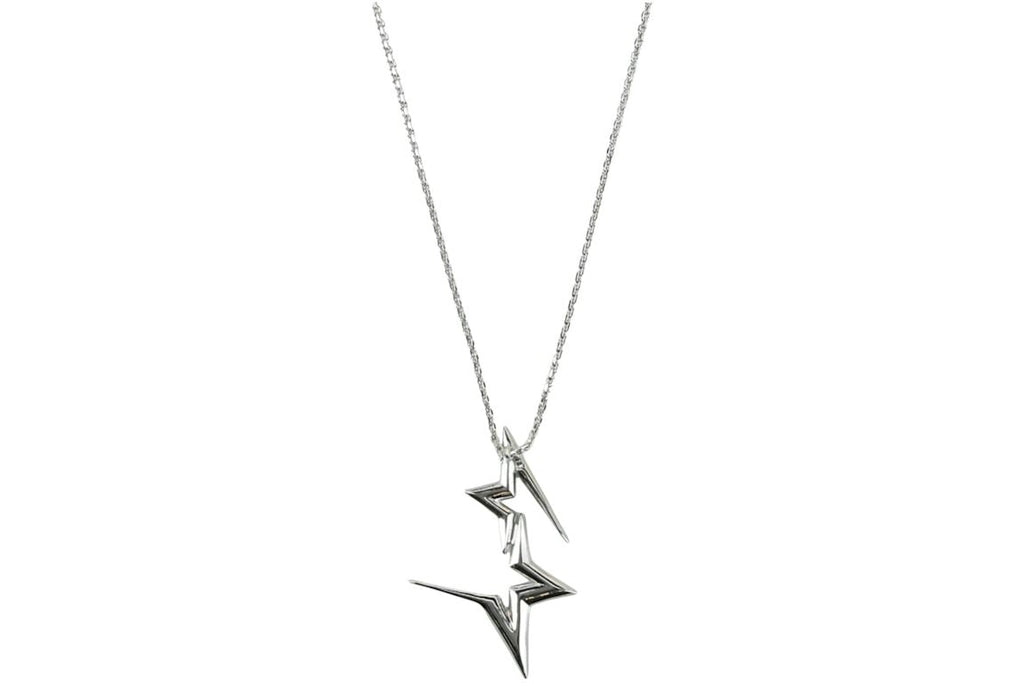 Ferragamo Double Star Pendant Necklace Silver