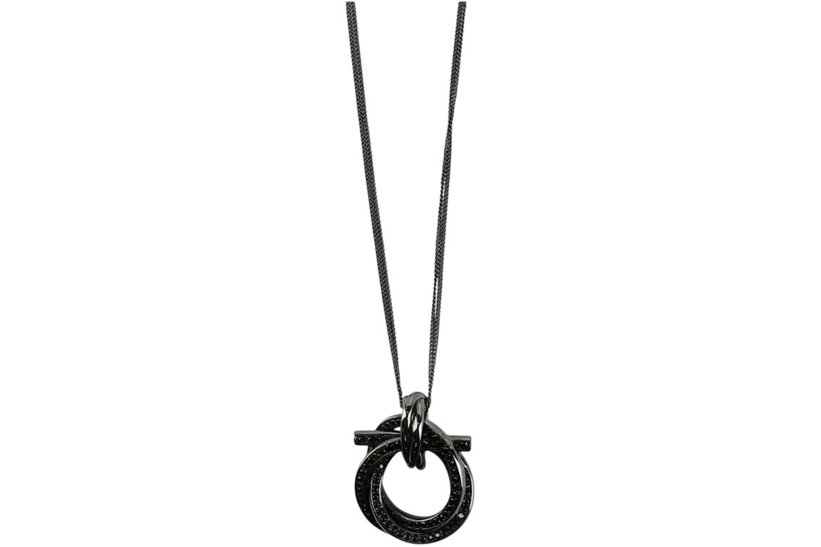 Ferragamo Gancini Crystal-Embellished Pendant Necklace Silver