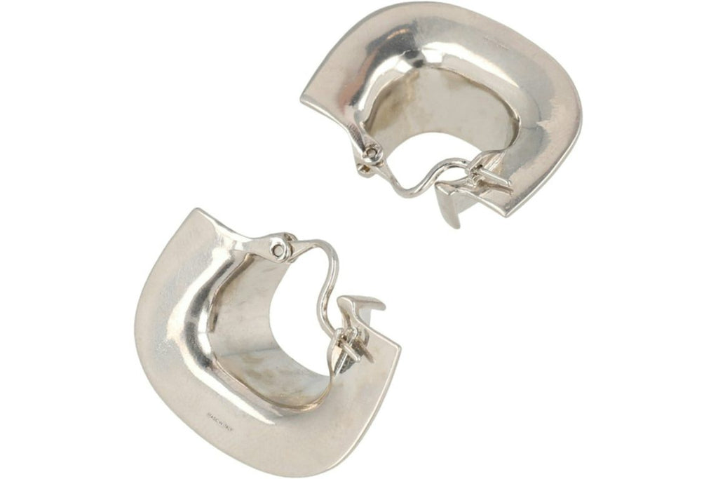 Ferragamo Sculpture Hoop Earrings Silver