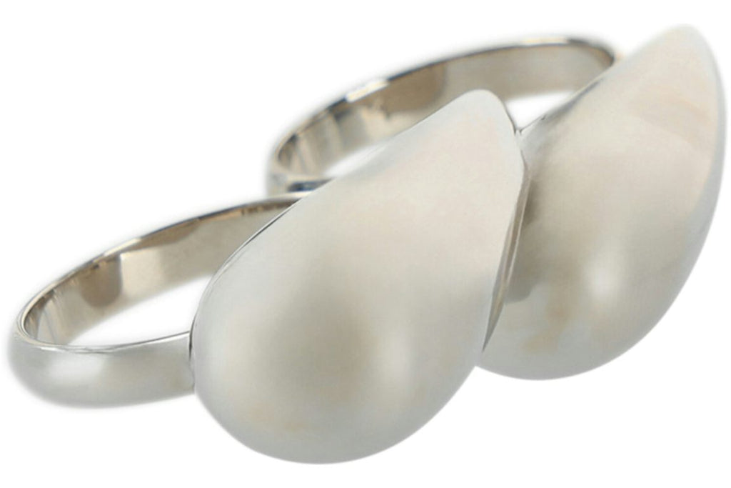 Givenchy G Tears Double Finger Ring Silver