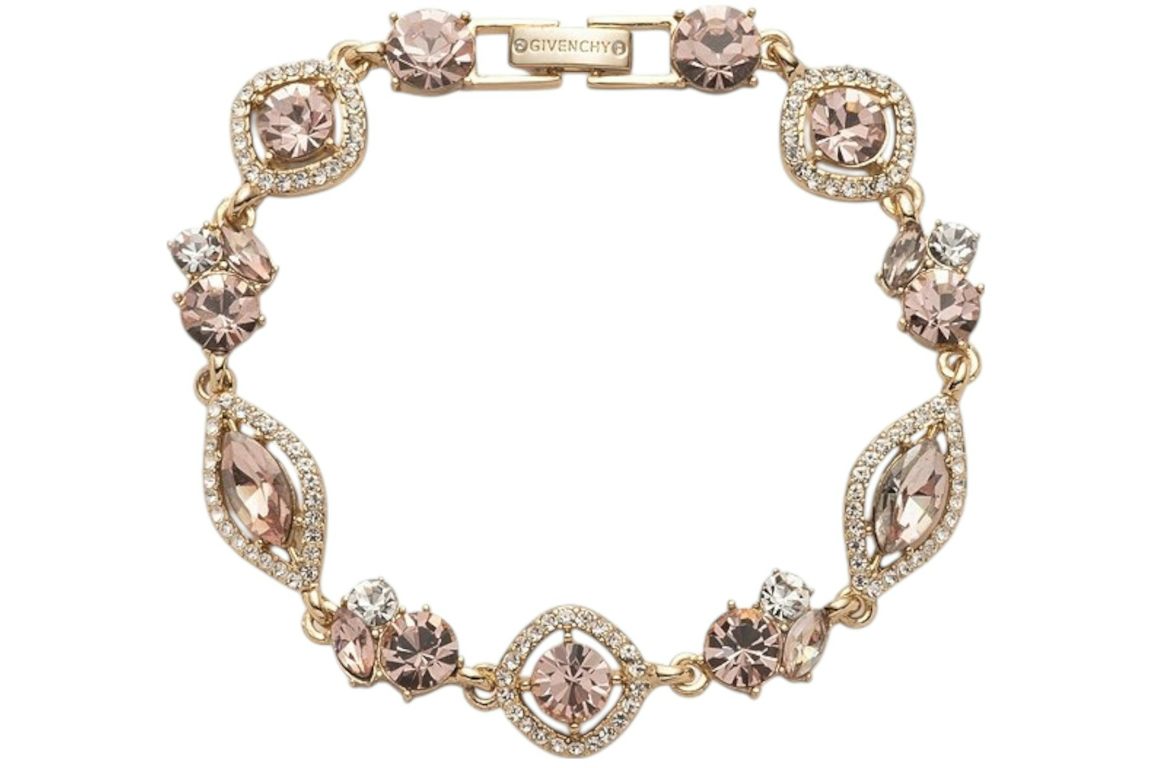 Givenchy Gold Tone Vintage Rose Crystal Flex Line Bracelet Gold/Rose