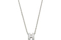 Hermes Mini Pop H Pendant Palladium-tone Blanc