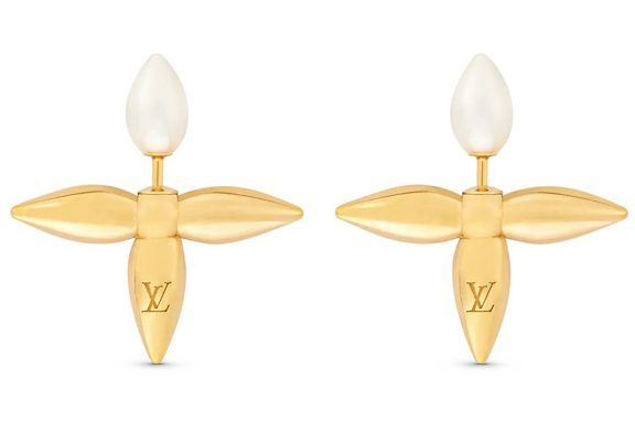 Louis Vuitton Louisette Stud Earrings Gold