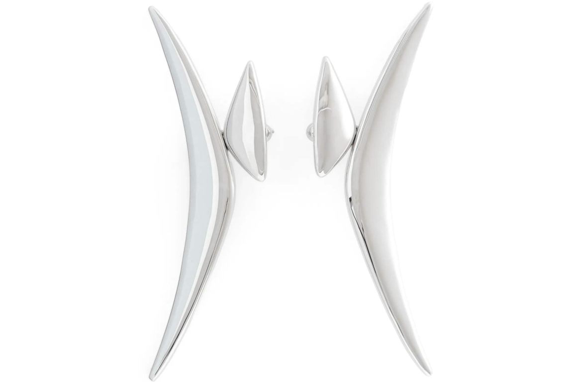 Mugler H&M Boomerang Earrings Silver-colored