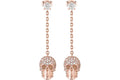 Philipp Plein Sliding $kull Crystal Dangle Earrings Rosegold