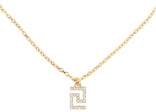 Versace Crystal Embellished Greca Necklace Gold