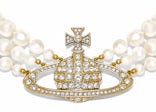 Vivienne Westwood Choker Three Row Pearl Bas Relief Gold