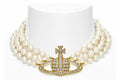 Vivienne Westwood Choker Three Row Pearl Bas Relief Gold