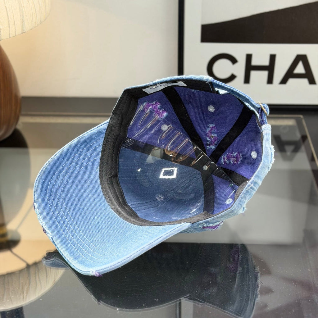 Distressed Denim Baseball Cap - Vintage Washed Streetwear Hat