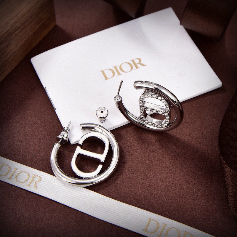 18K Dior White Gold Diamond Earrings