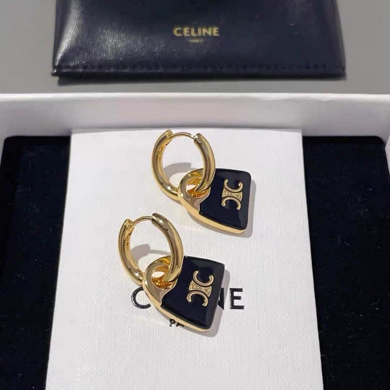 18K Celine Black Bag Gold Earrings