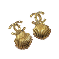 18K  Chanel Shell Pendant Earrings